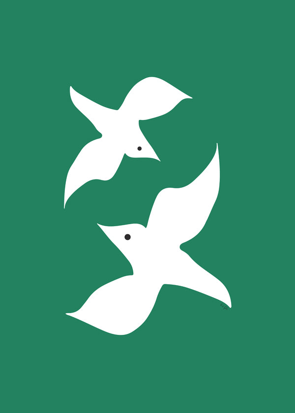 Love birds in green