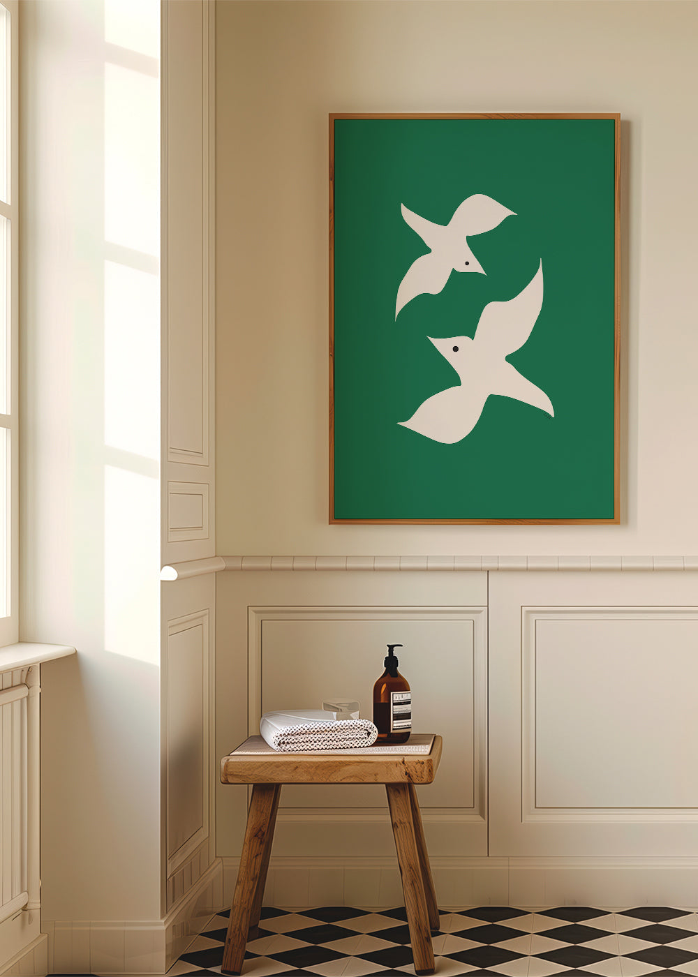 Love birds in green