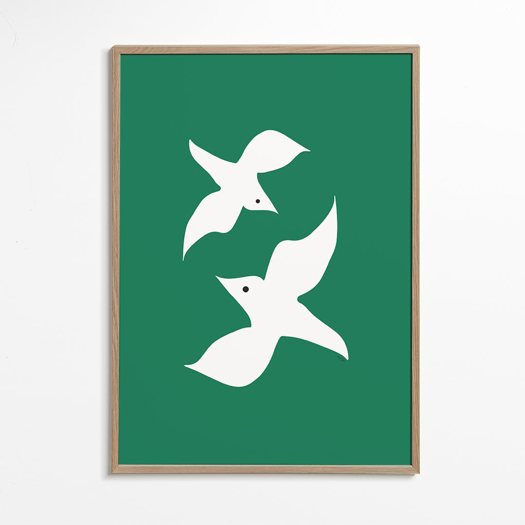 Love birds in green