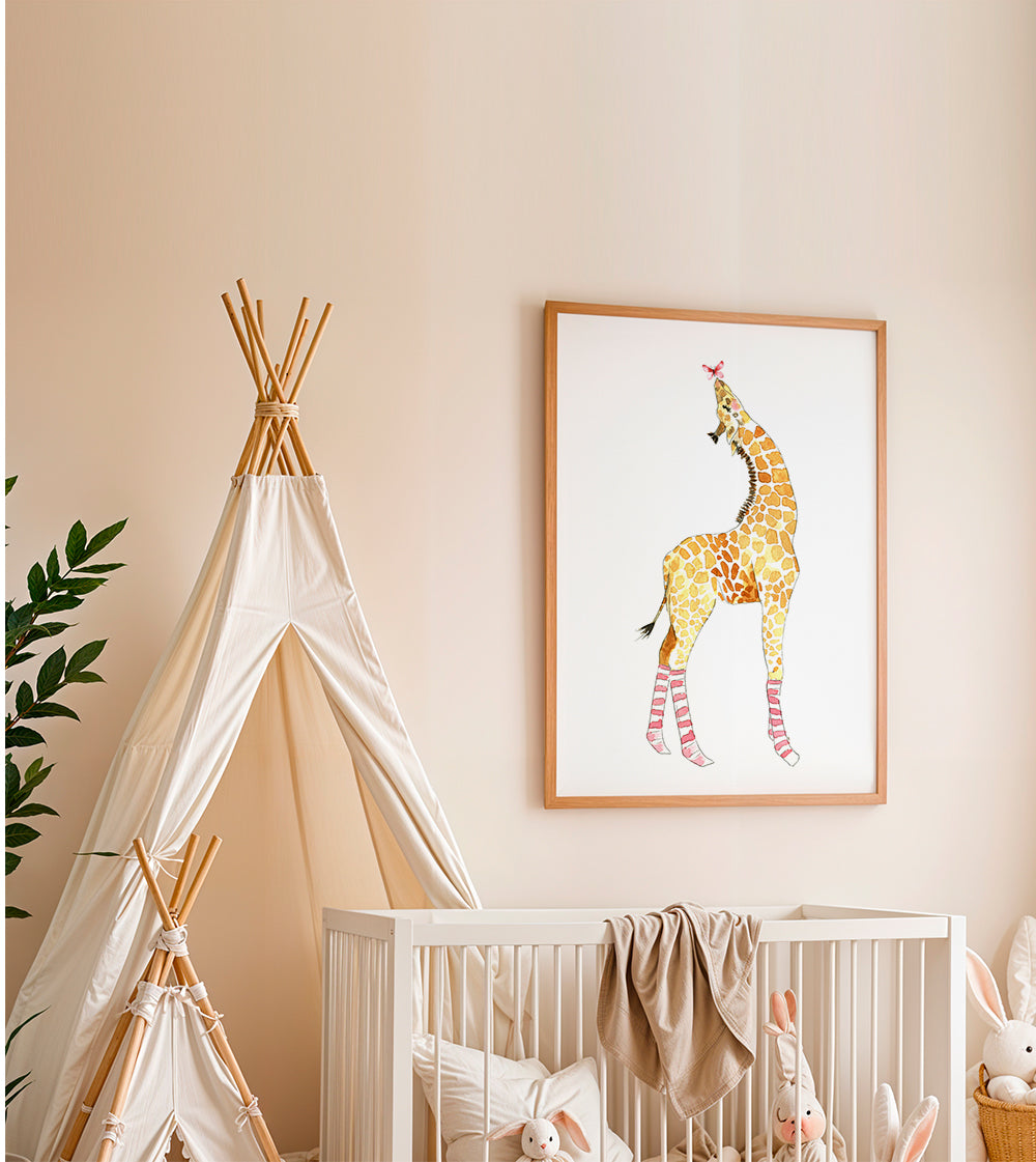 Giraffe with butterfly