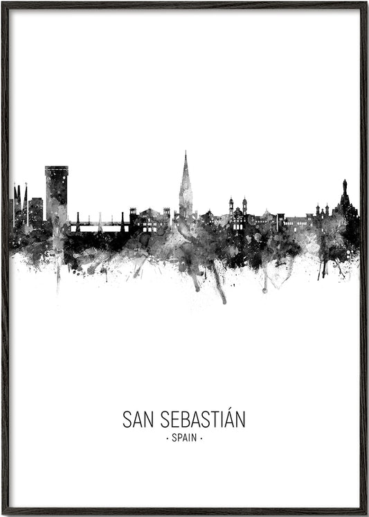 San Sebastián Skyline en blanco y negro
