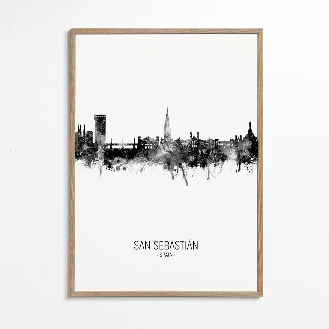 San Sebastián Skyline en blanco y negro