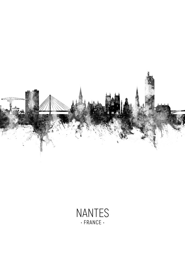 Nantes Skyline blanco y negro