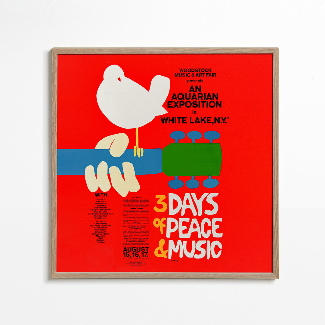 Woodstock 1969 Poster - 3 days of peace & music - Square