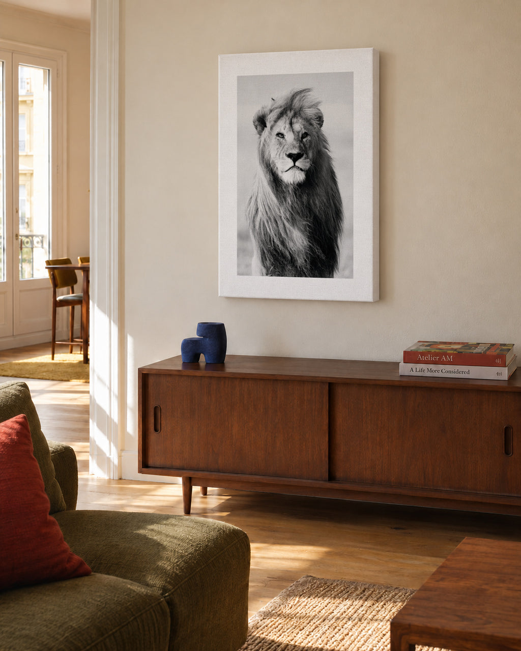 Majestic lion - Unframed canvas in an interior