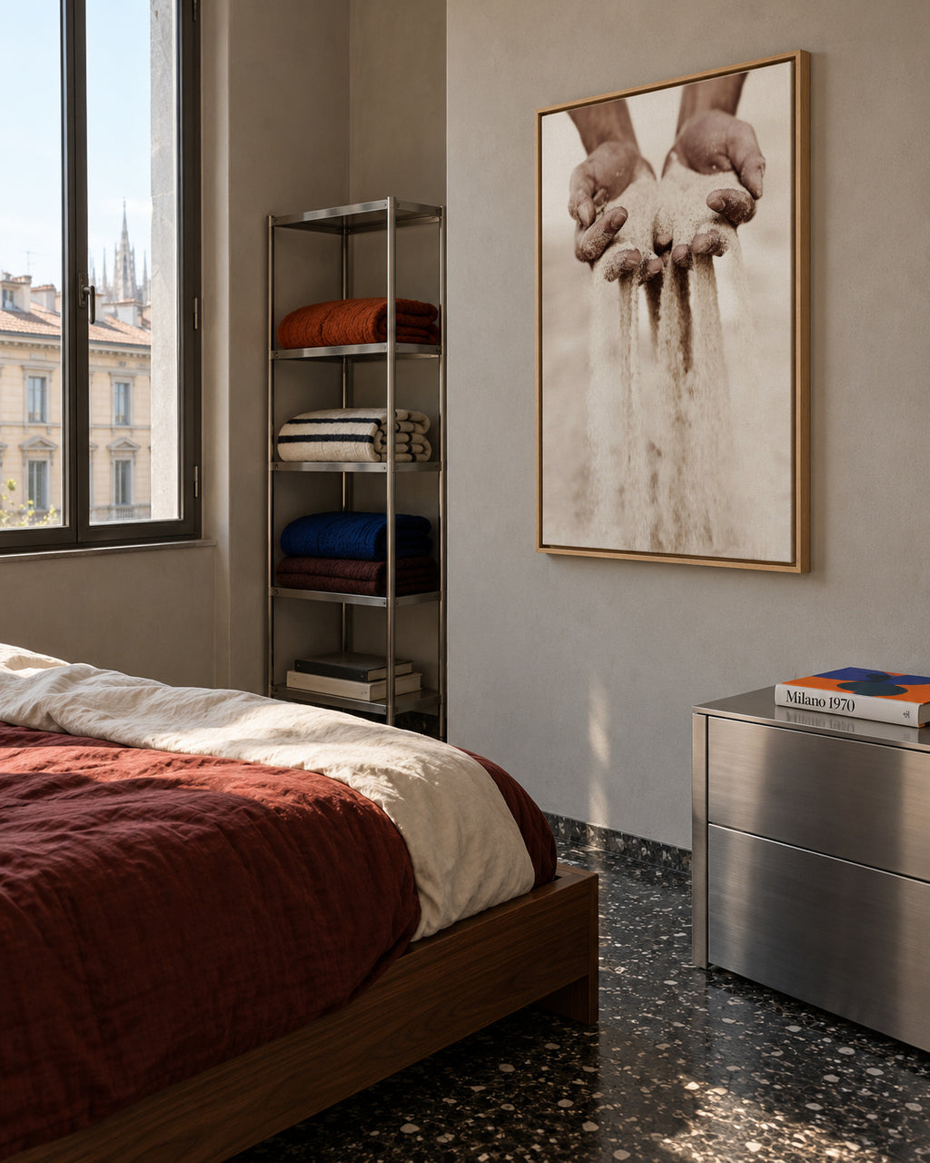 Falling sand - Framed canvas in an interior
