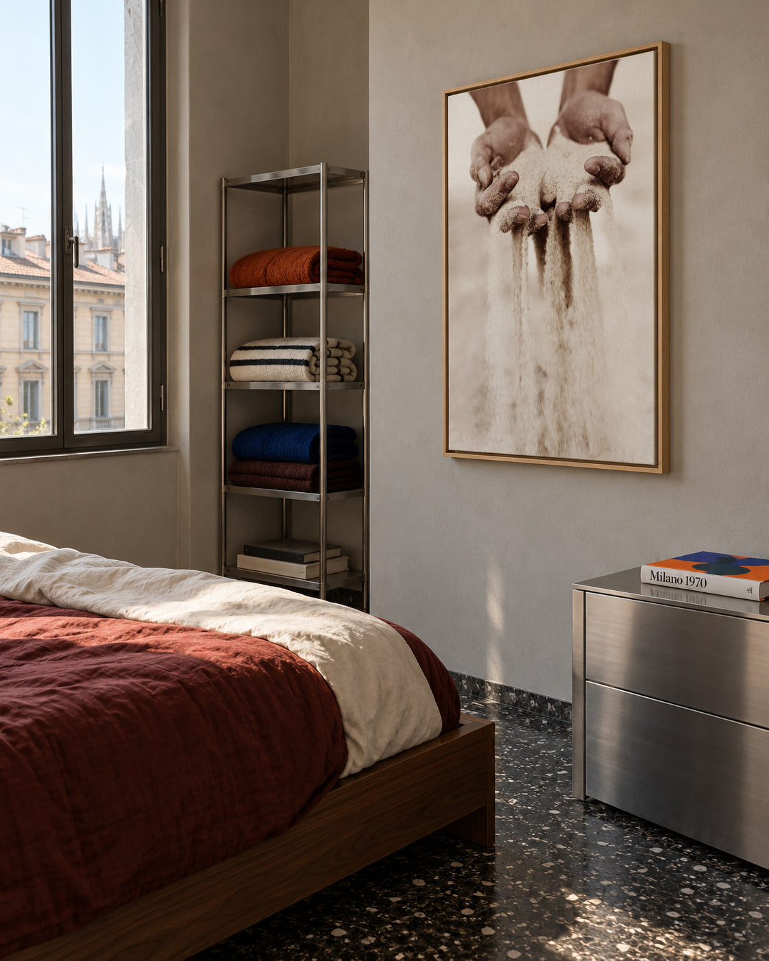 Falling sand - Framed canvas in an interior