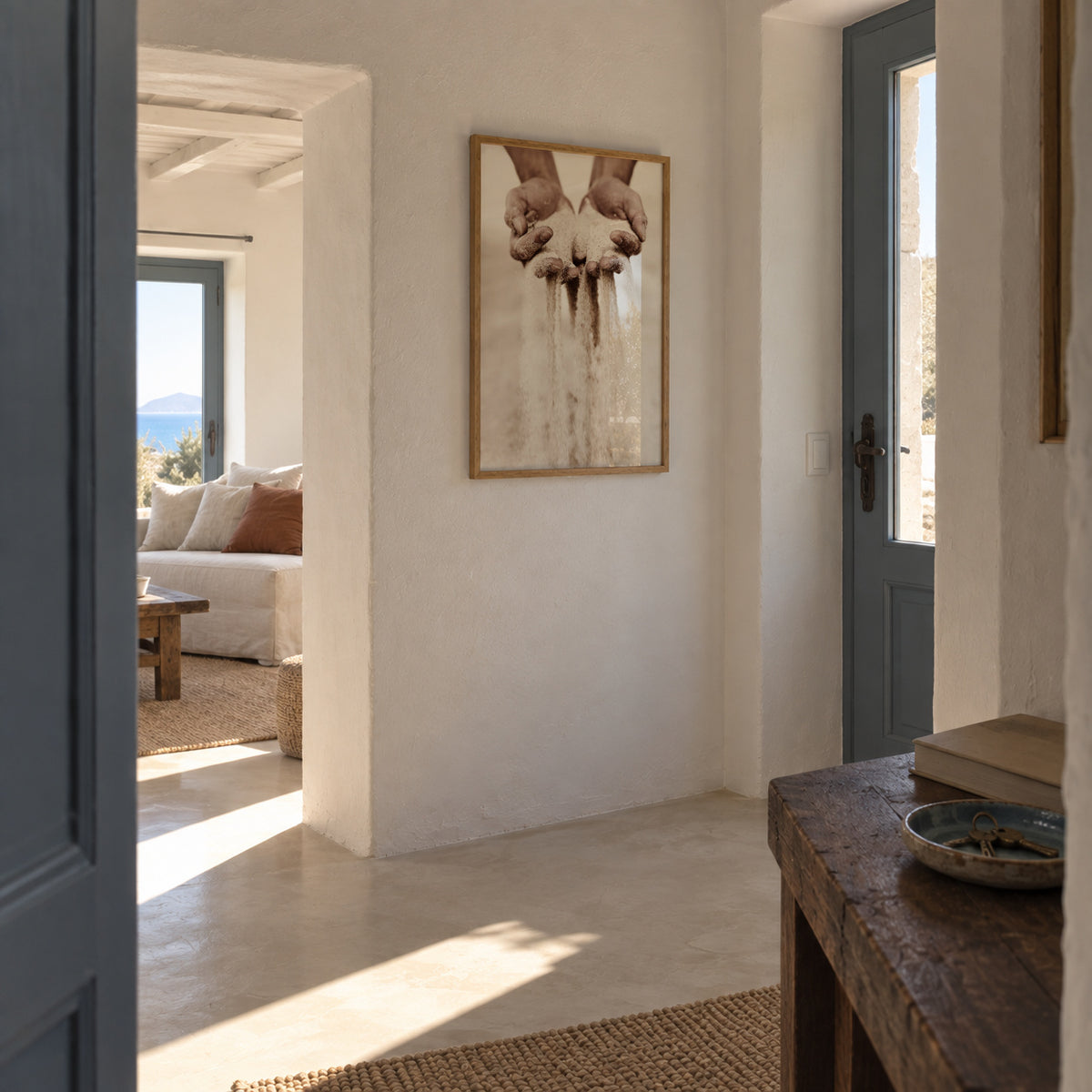 Falling sand - Framed poster in an interior
