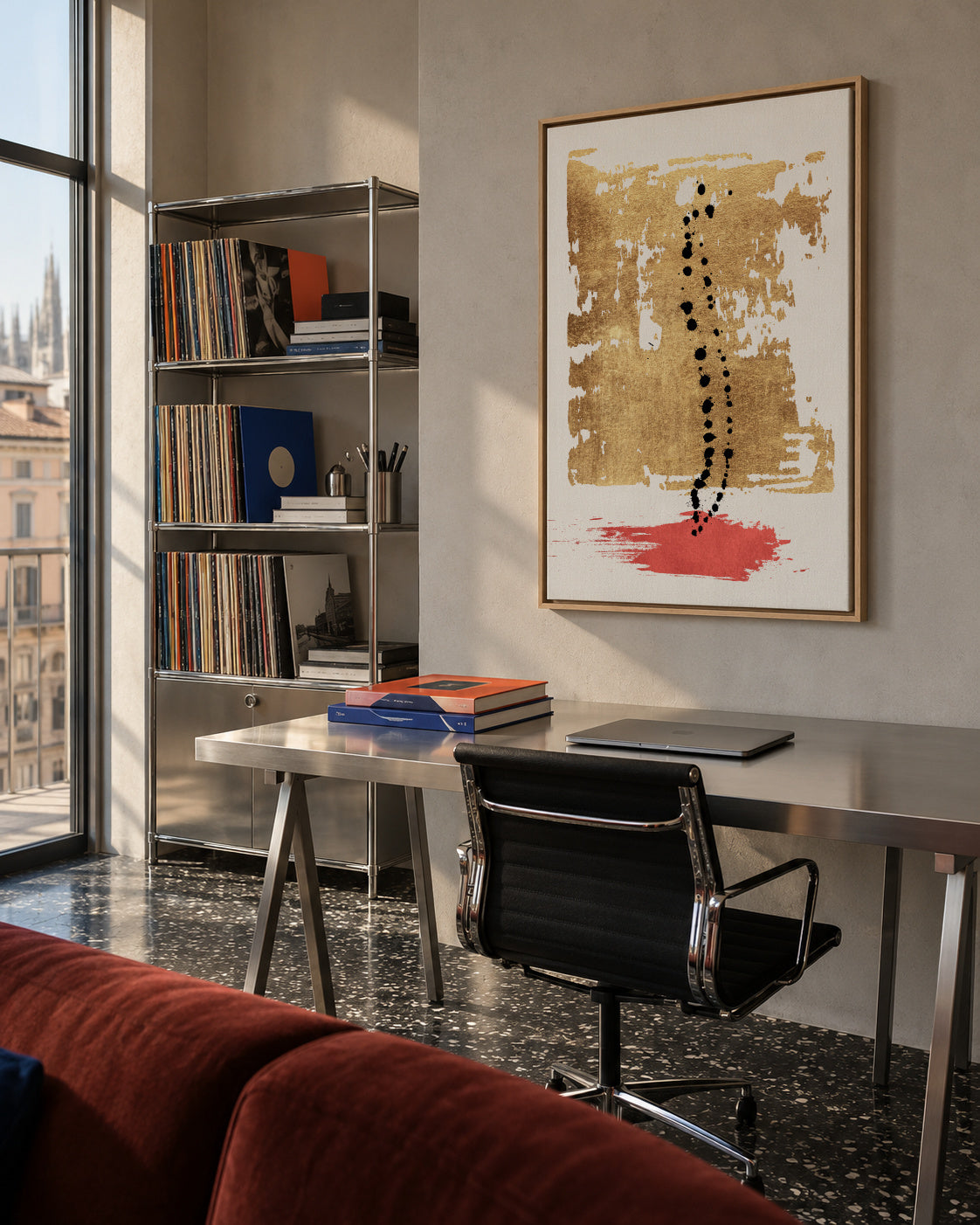 Drip drop - Framed canvas in an interior