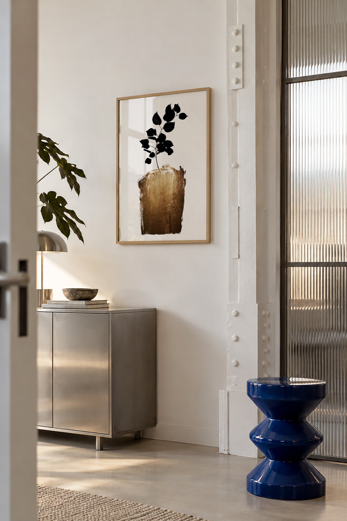 Scabiosa - gold - Framed poster in an interior