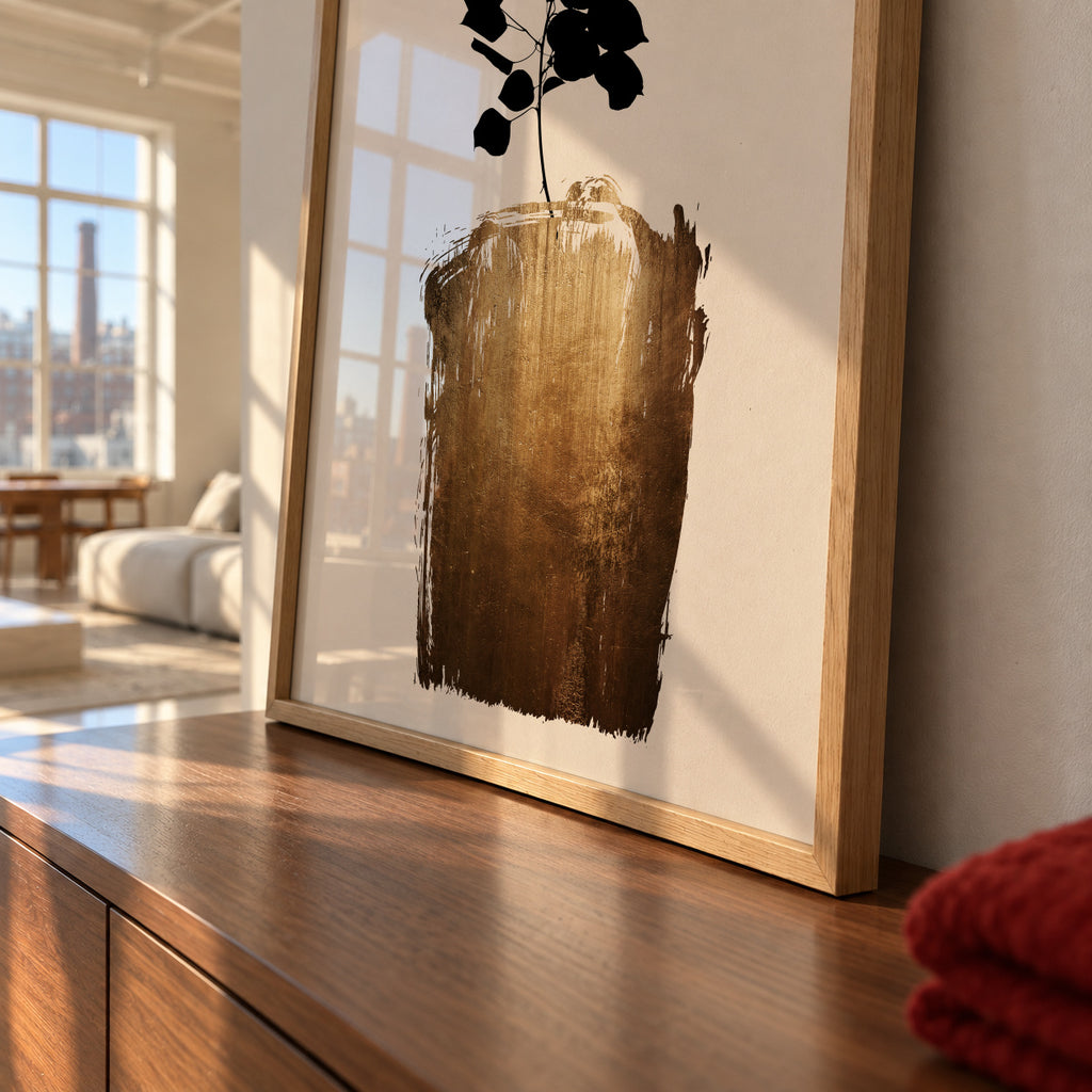 Scabiosa - gold - Framed poster detail