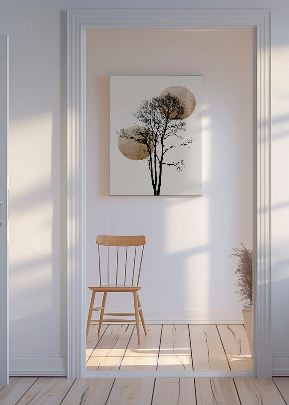 Sun and moon hiding - gold