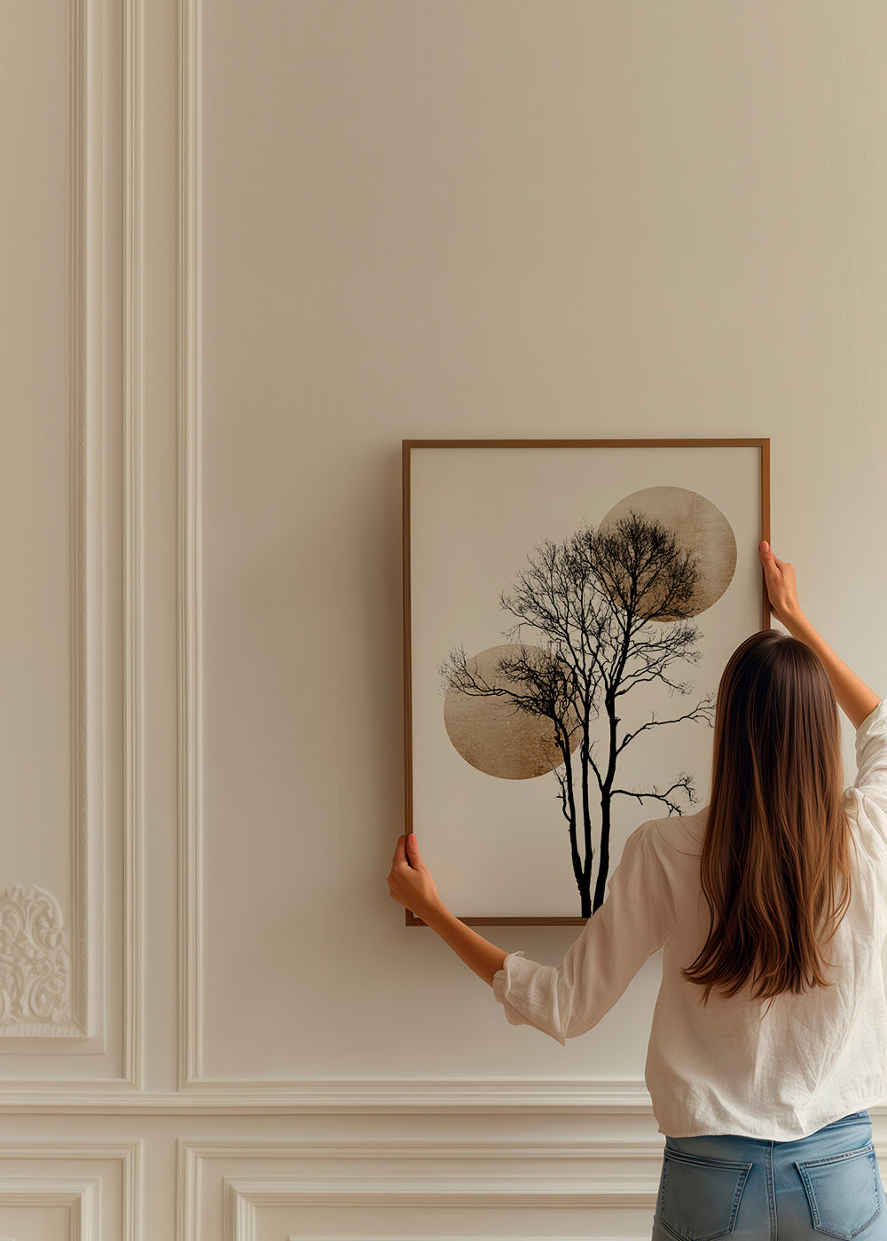 Sun and moon hiding - gold