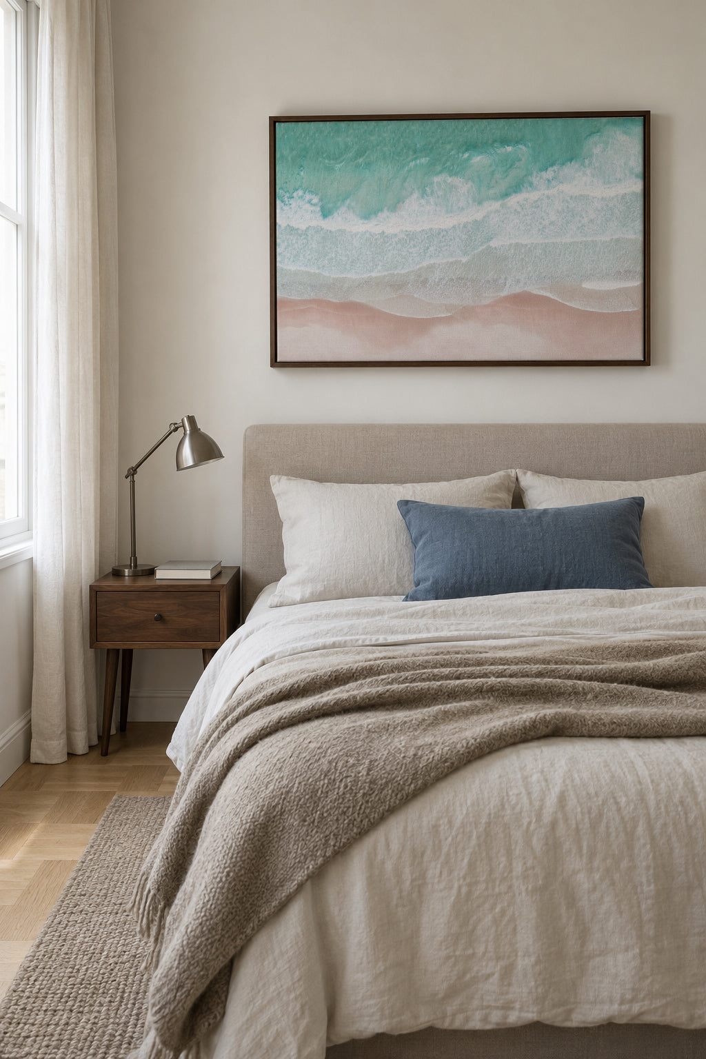Aerial Ocean - Framed canvas in an interior