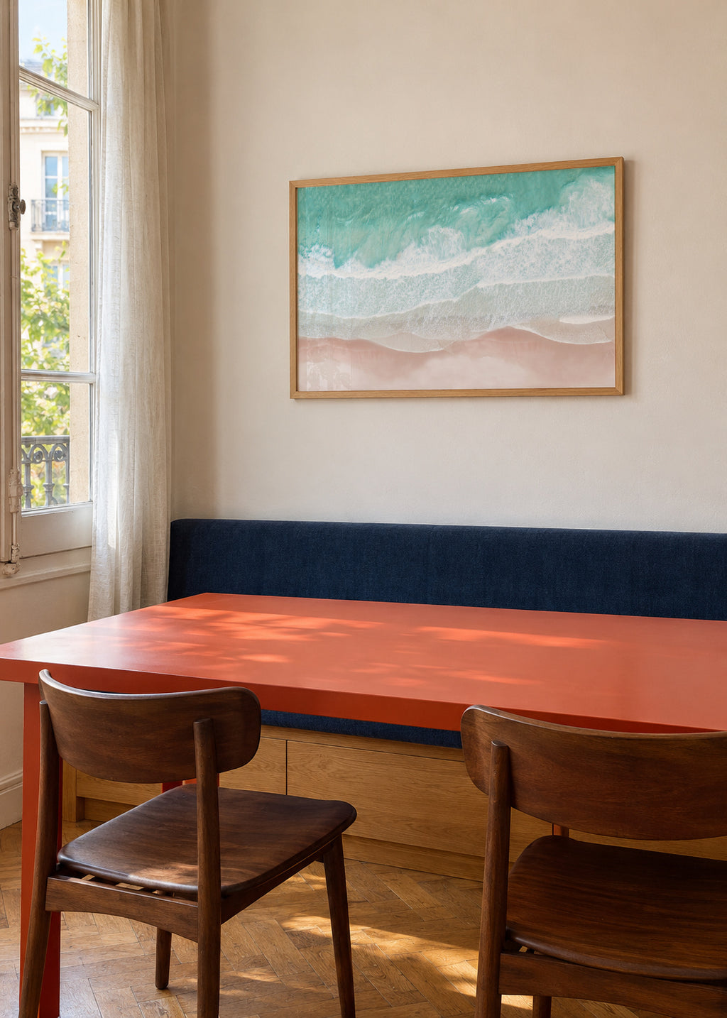 Aerial Ocean - Framed poster in an interior