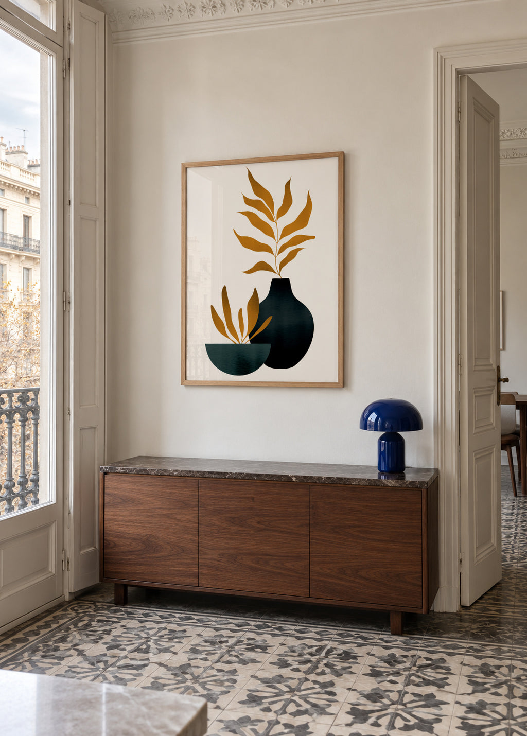 Autumn Flowers _ X - Framed poster in an interior