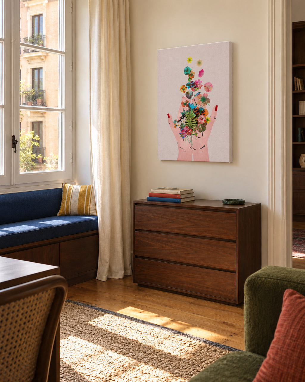Fridas hands white - Unframed canvas in an interior