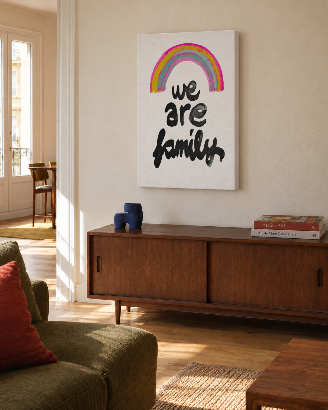 We are family - Unframed canvas in an interior
