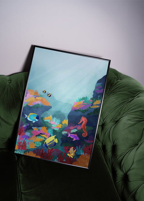 Beyond the waves - Framed poster in an interior