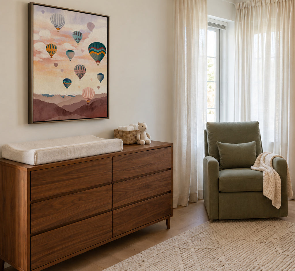 Airballoon Sky - Framed canvas in an interior