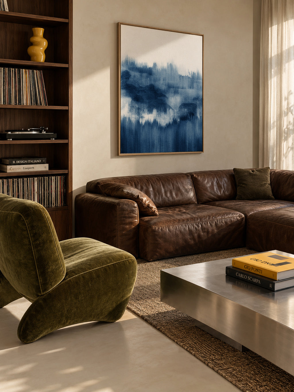 Watercolor abstraction N7 - Framed canvas in an interior