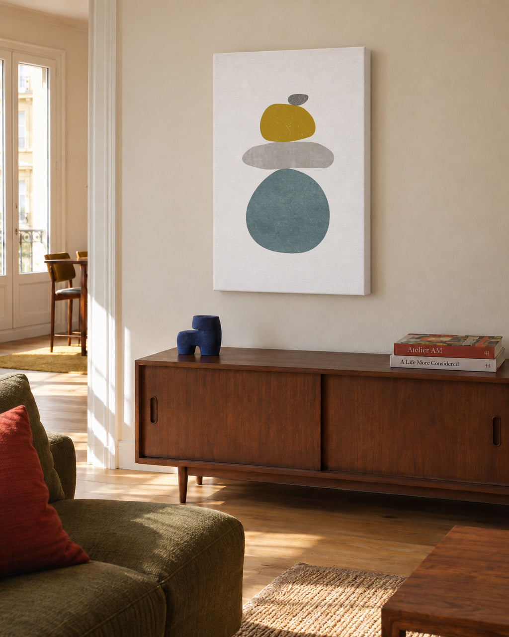 Pebbles N 5 - Unframed canvas in an interior