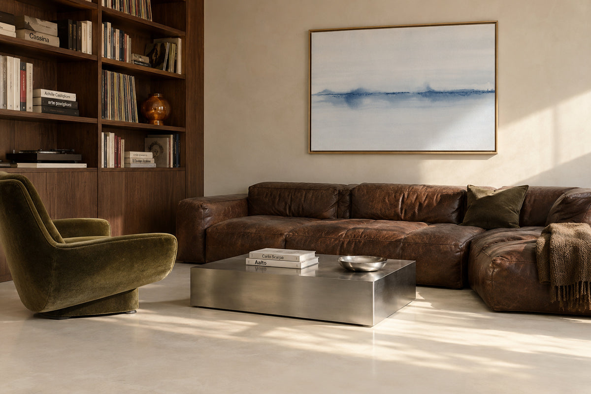 Watercolor abstraction N 16 - Framed canvas in an interior