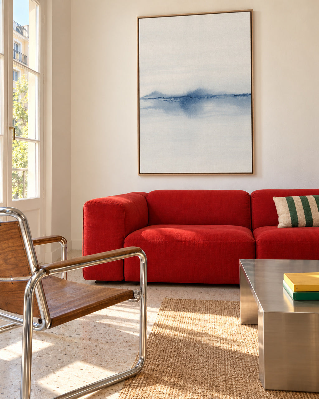 Watercolor Landscape N 28 - Framed canvas in an interior