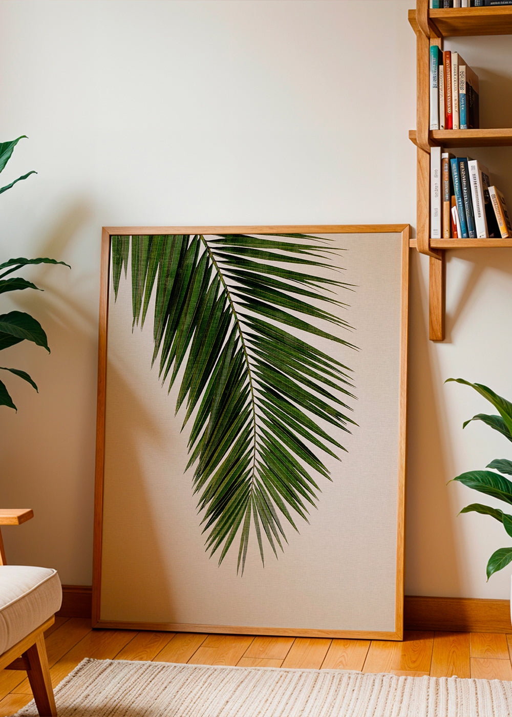 Botanischer Druck: vertikales Palmenblatt