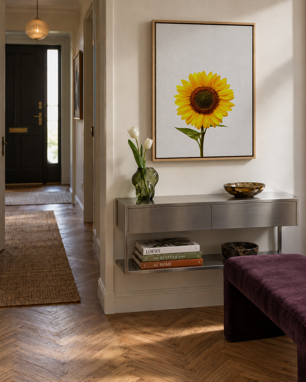 Sunflower still life - Framed canvas in an interior
