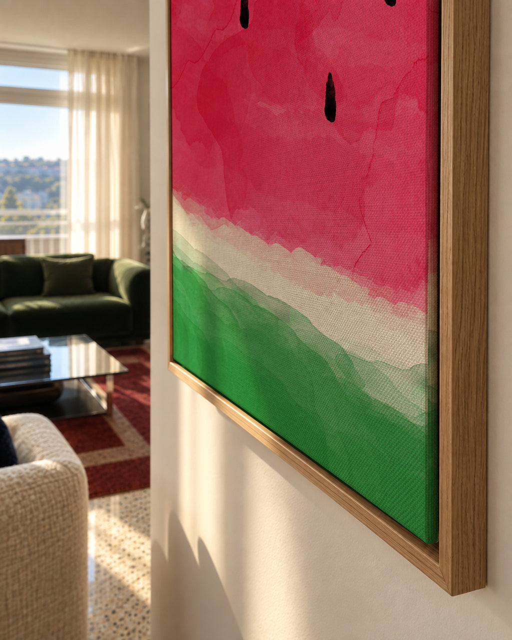 Watermelon abstract - Framed canvas detail
