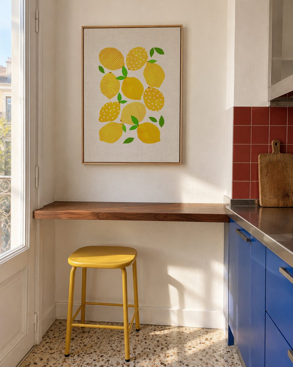 Lemon crowd - Framed canvas in an interior