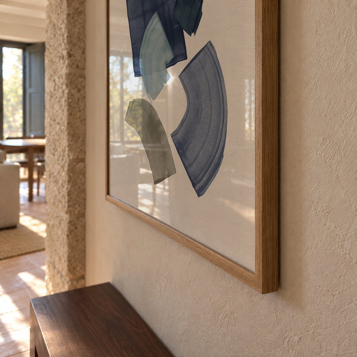 Blue & Brown Paint Blocks - Framed poster detail