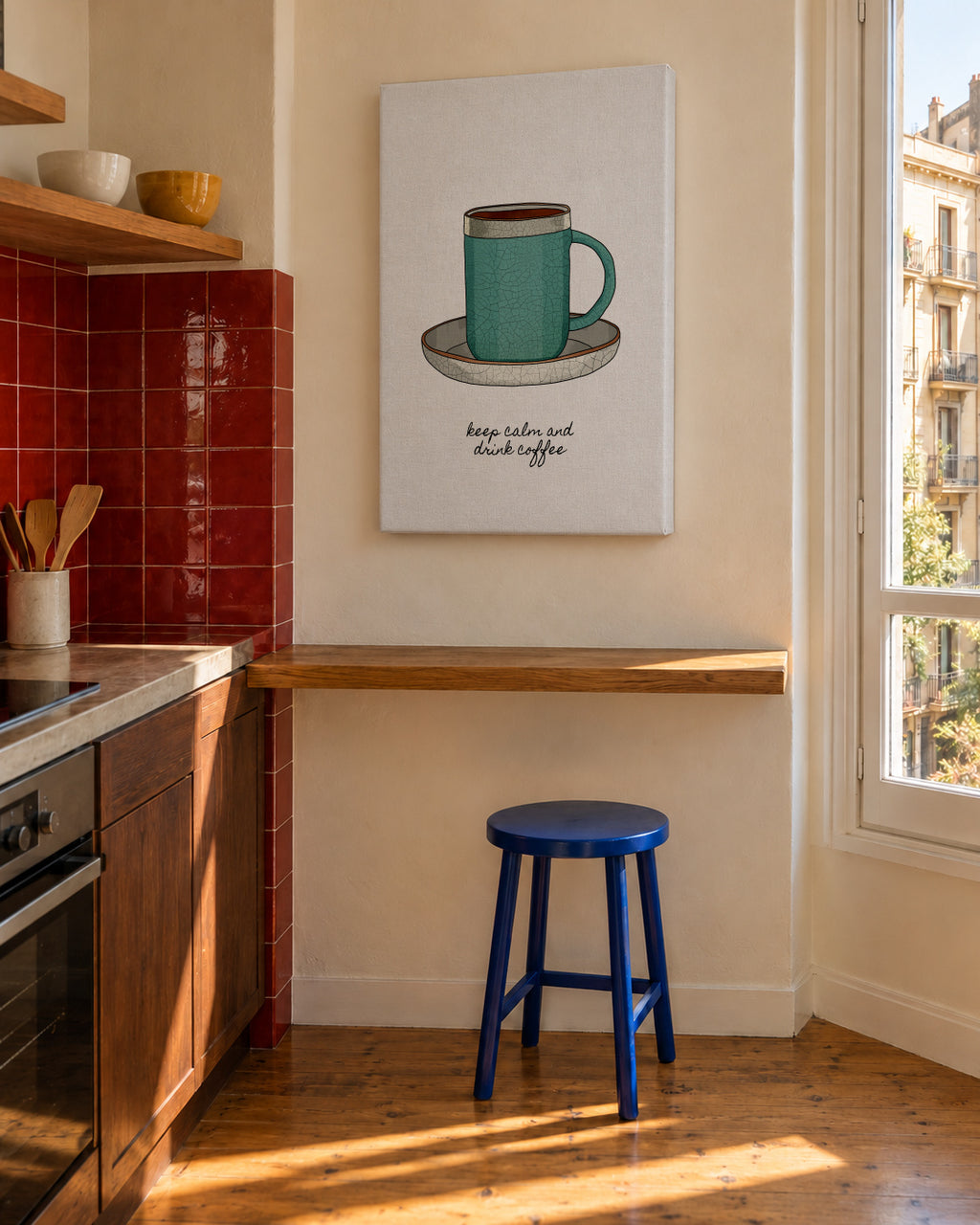 Keep Calm and Drink Coffee - Unframed canvas in an interior