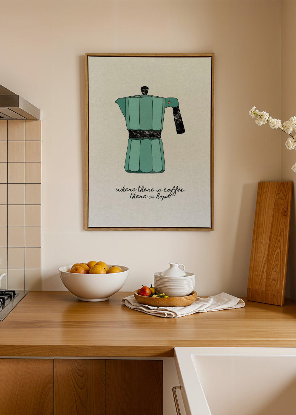 Where There is Coffee - Framed canvas in an interior
