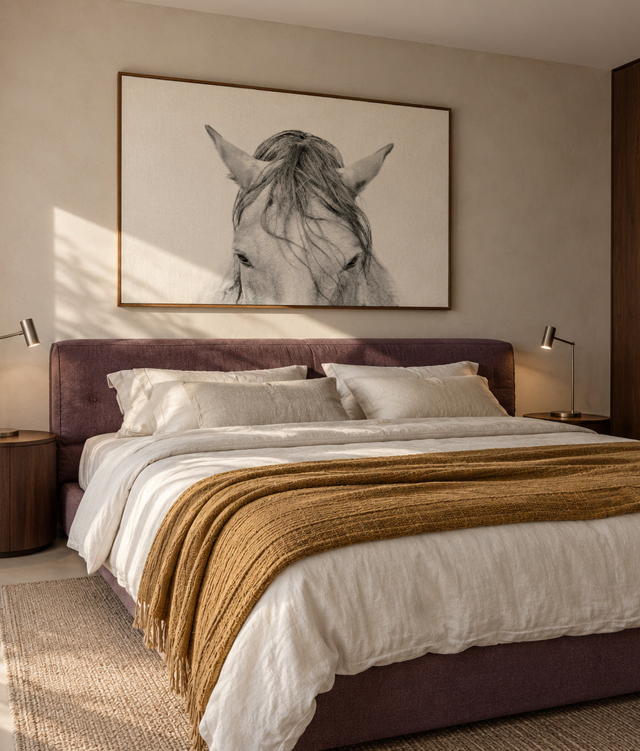 Horses Head 2 - Framed canvas in an interior