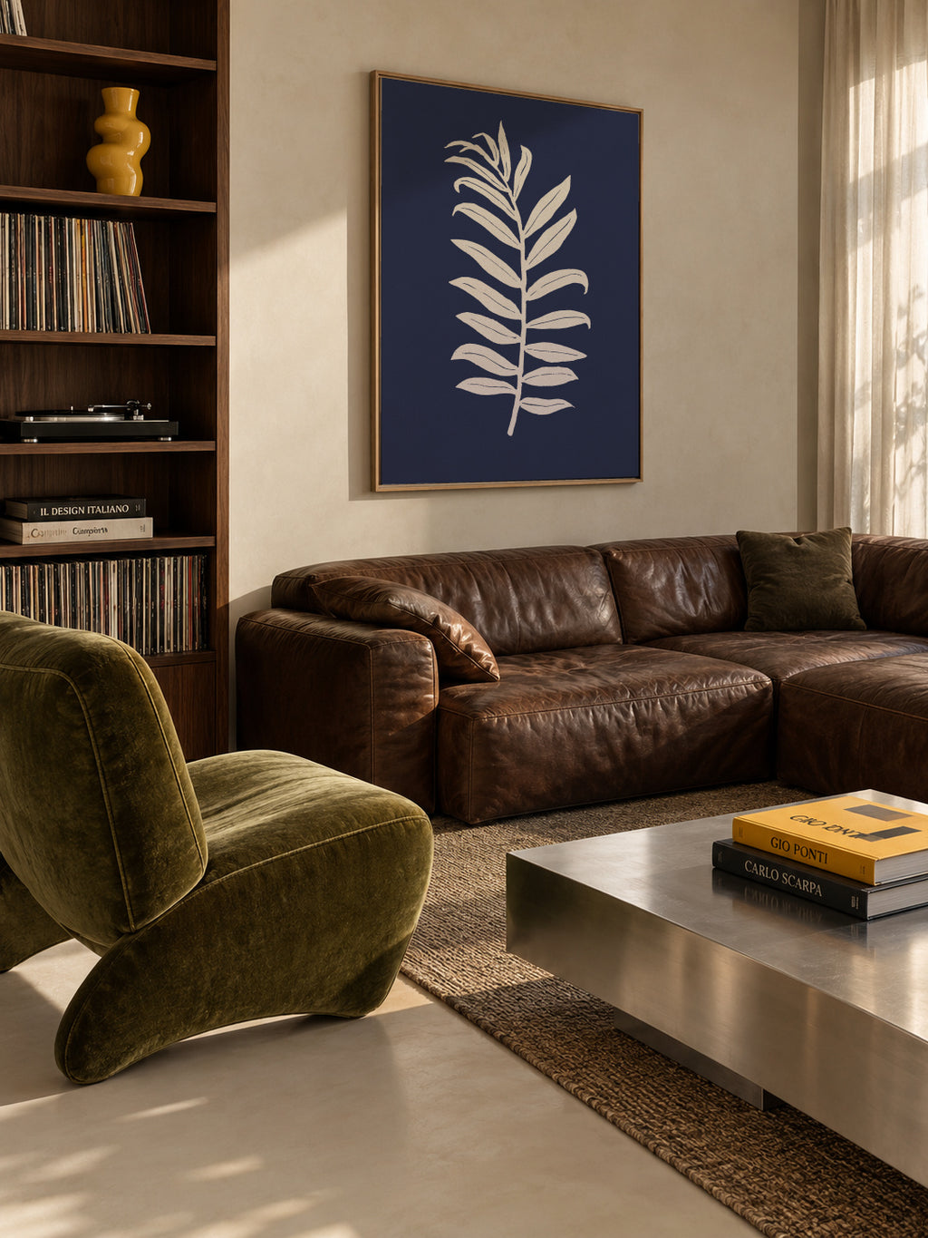 Areca Palmata Deepnight Moon - Framed canvas in an interior