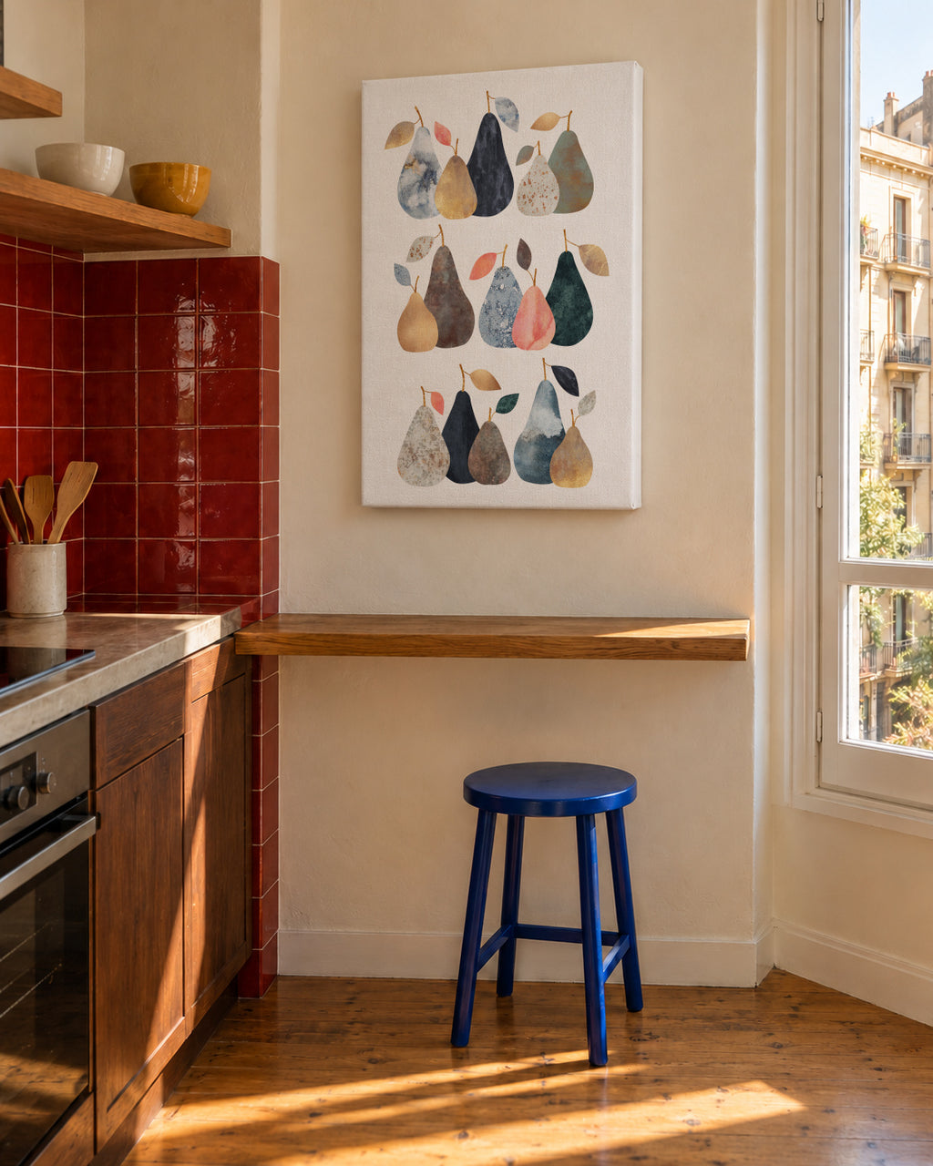 Pears - Unframed canvas in an interior