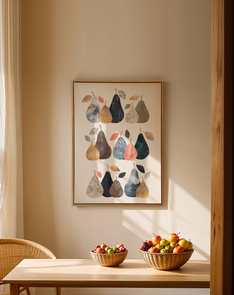 Pears - Framed canvas in an interior