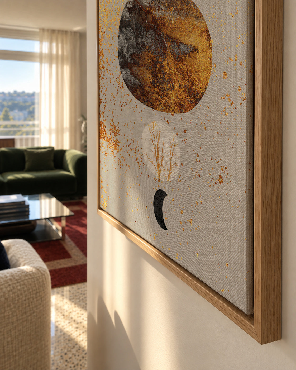 Sun and moon - Framed canvas detail
