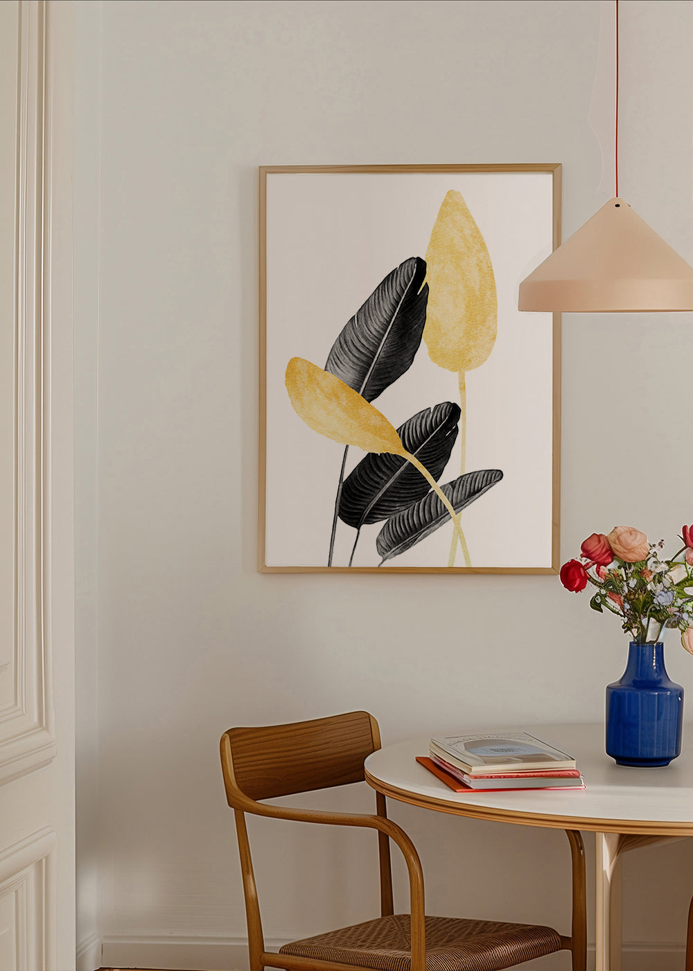 Bird of Paradise Plant Black, White and Gold 02