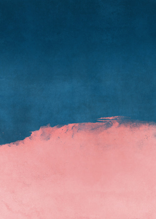 Minimal Landscape Pink and Navy Blue 01 - Unframed art print