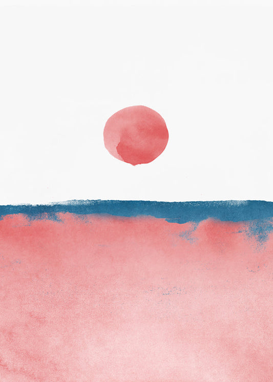 Minimal Landscape Pink and Navy Blue 02