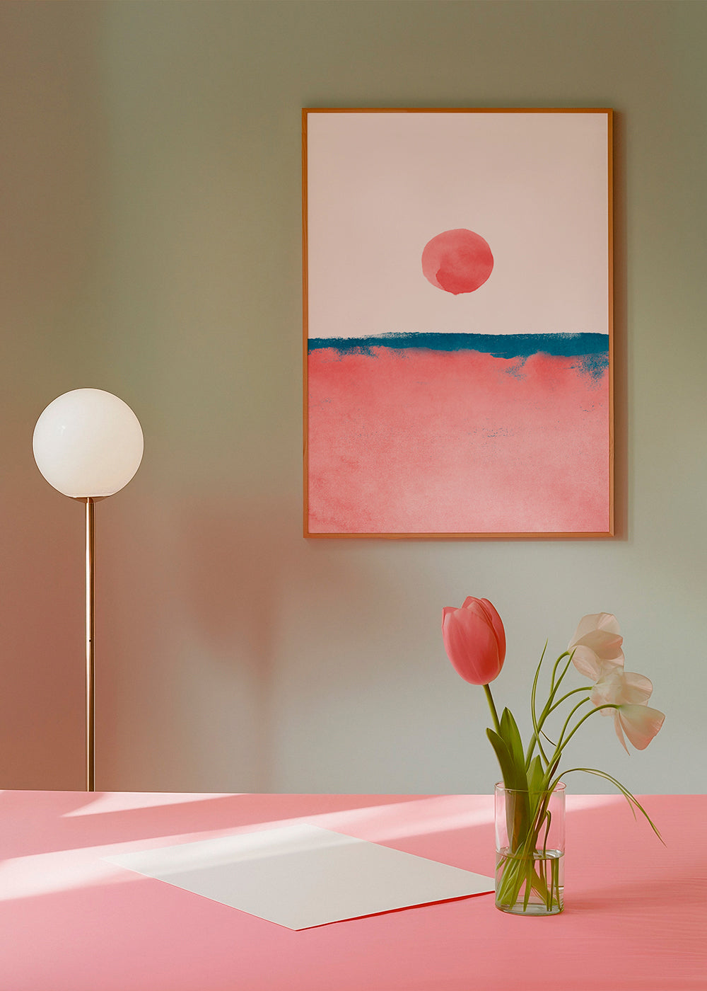 Minimal Landscape Pink and Navy Blue 02