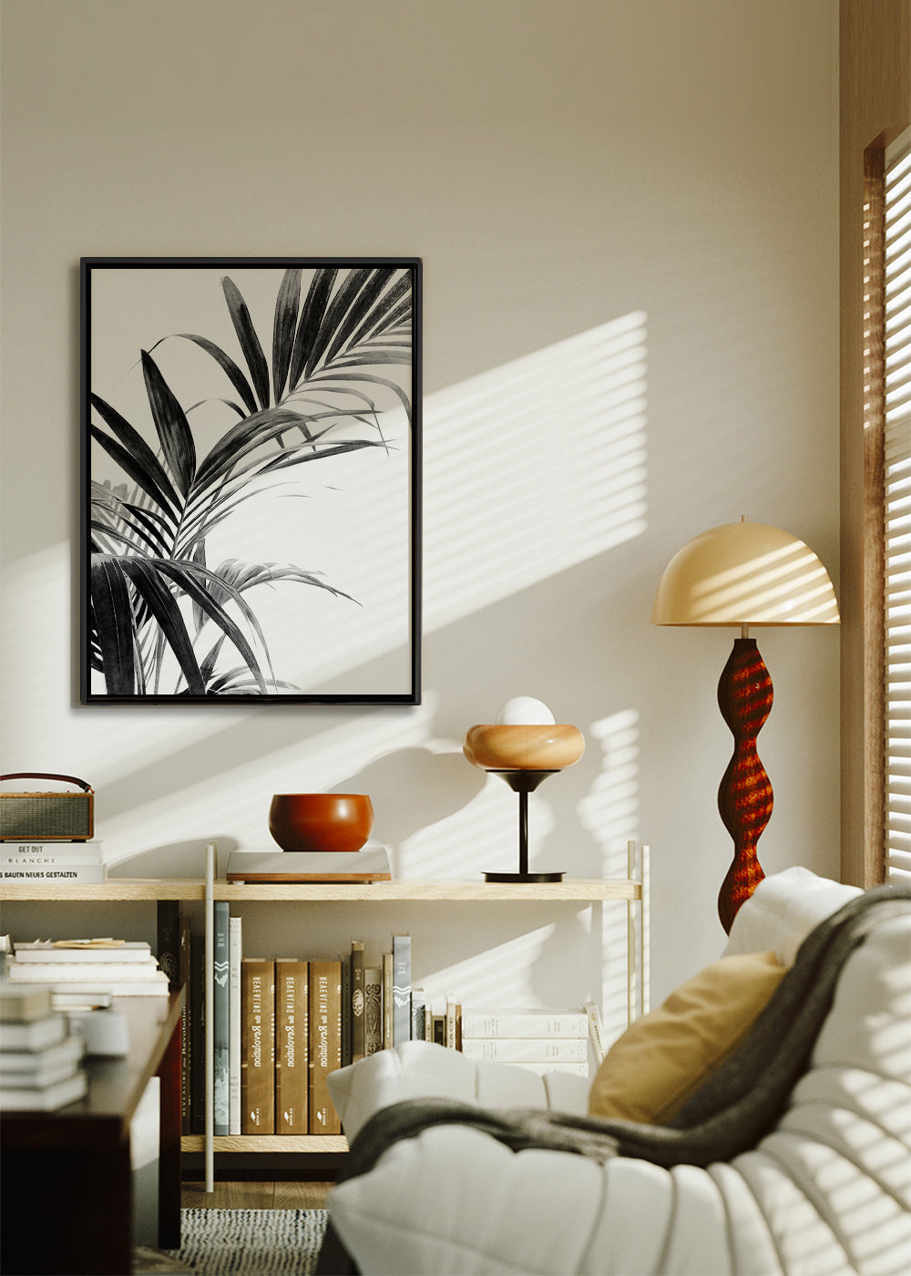 Palm Leaves Black and White 03