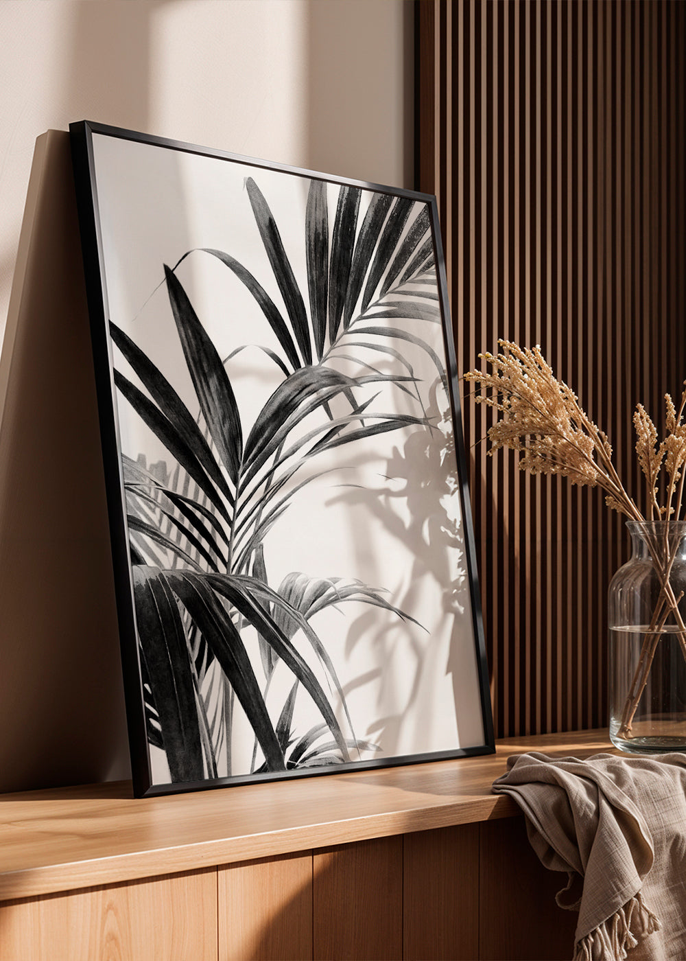 Palm Leaves Black and White 03