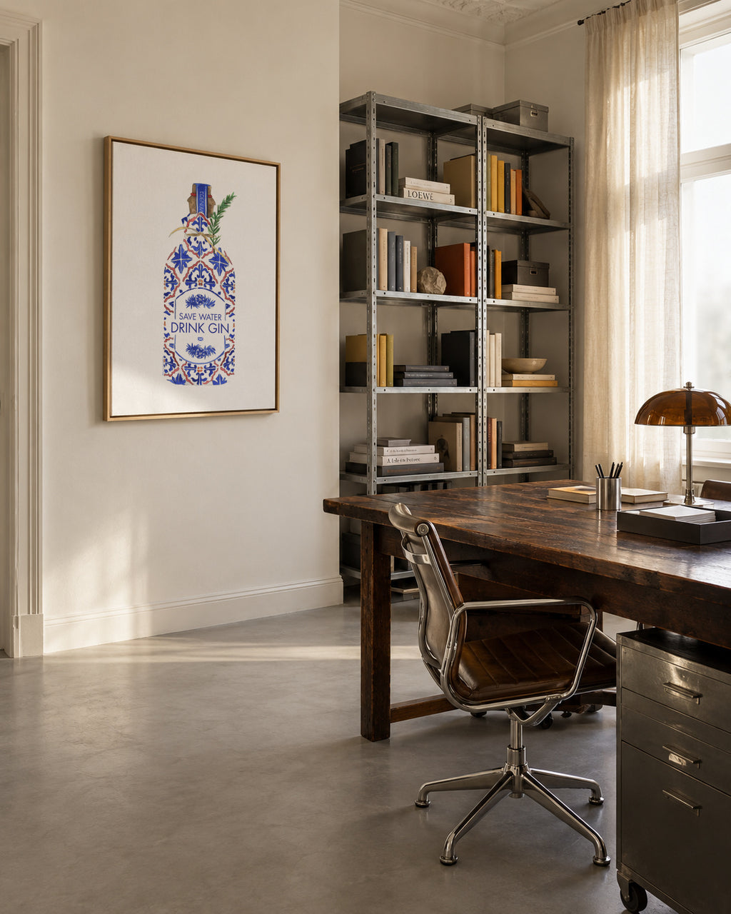 Save water drink gin - Framed canvas in an interior