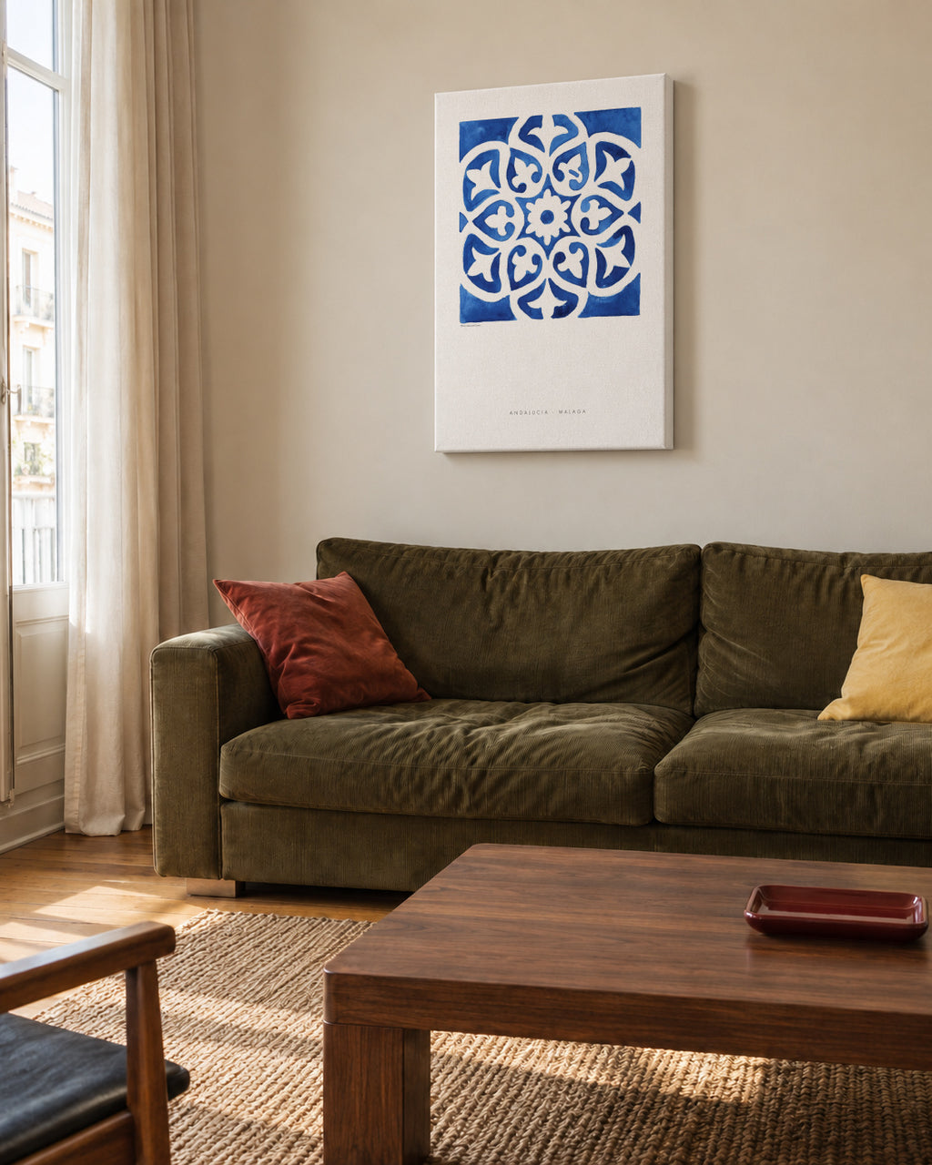 Tile Malaga blue - Unframed canvas in an interior