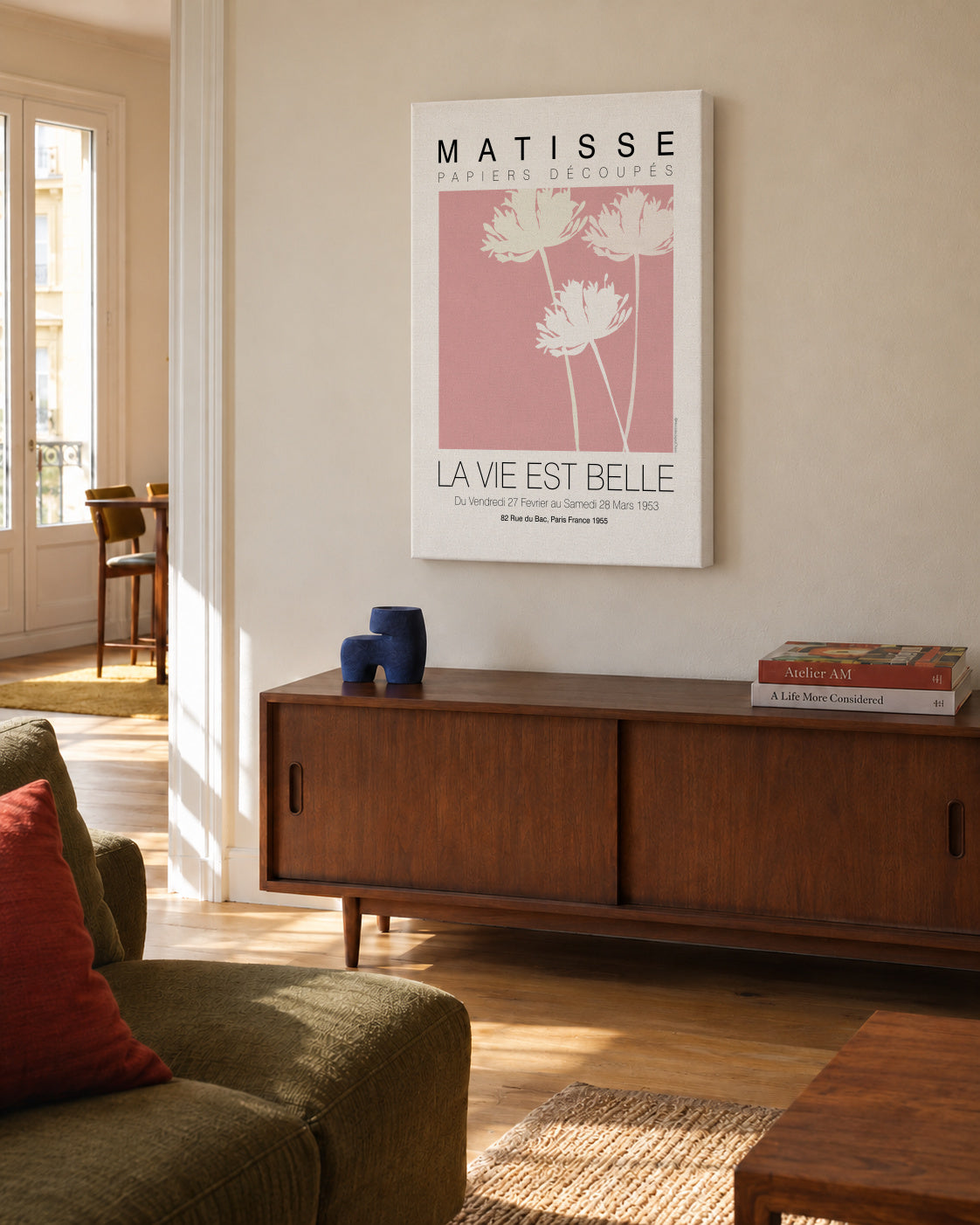 Matisse La Vie Est Belle Pink - Unframed canvas in an interior