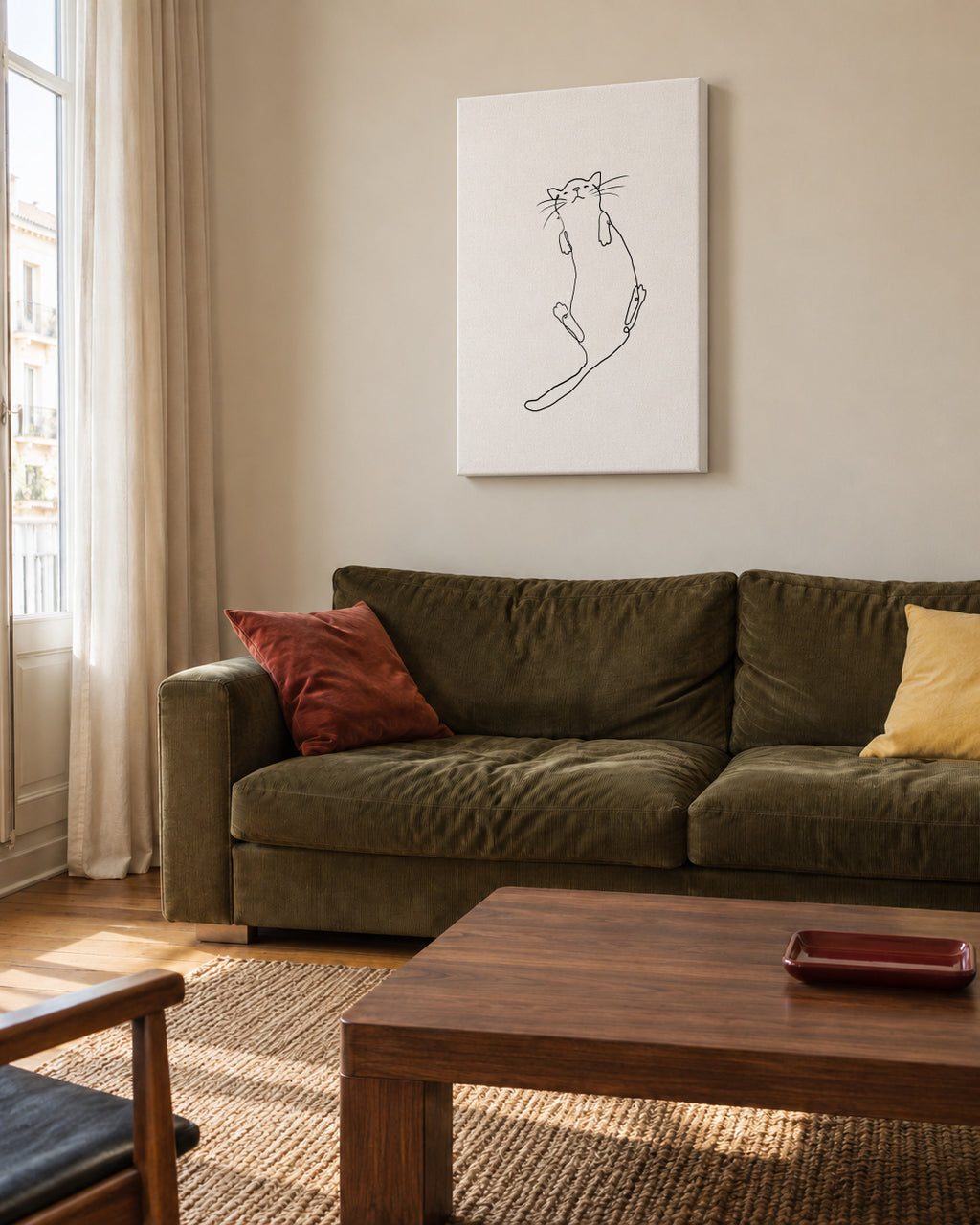 Cat Line No.2 - Unframed canvas in an interior